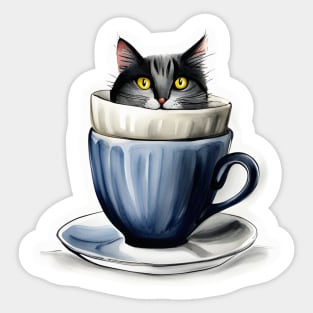 Kitten in a cup #006 Sticker